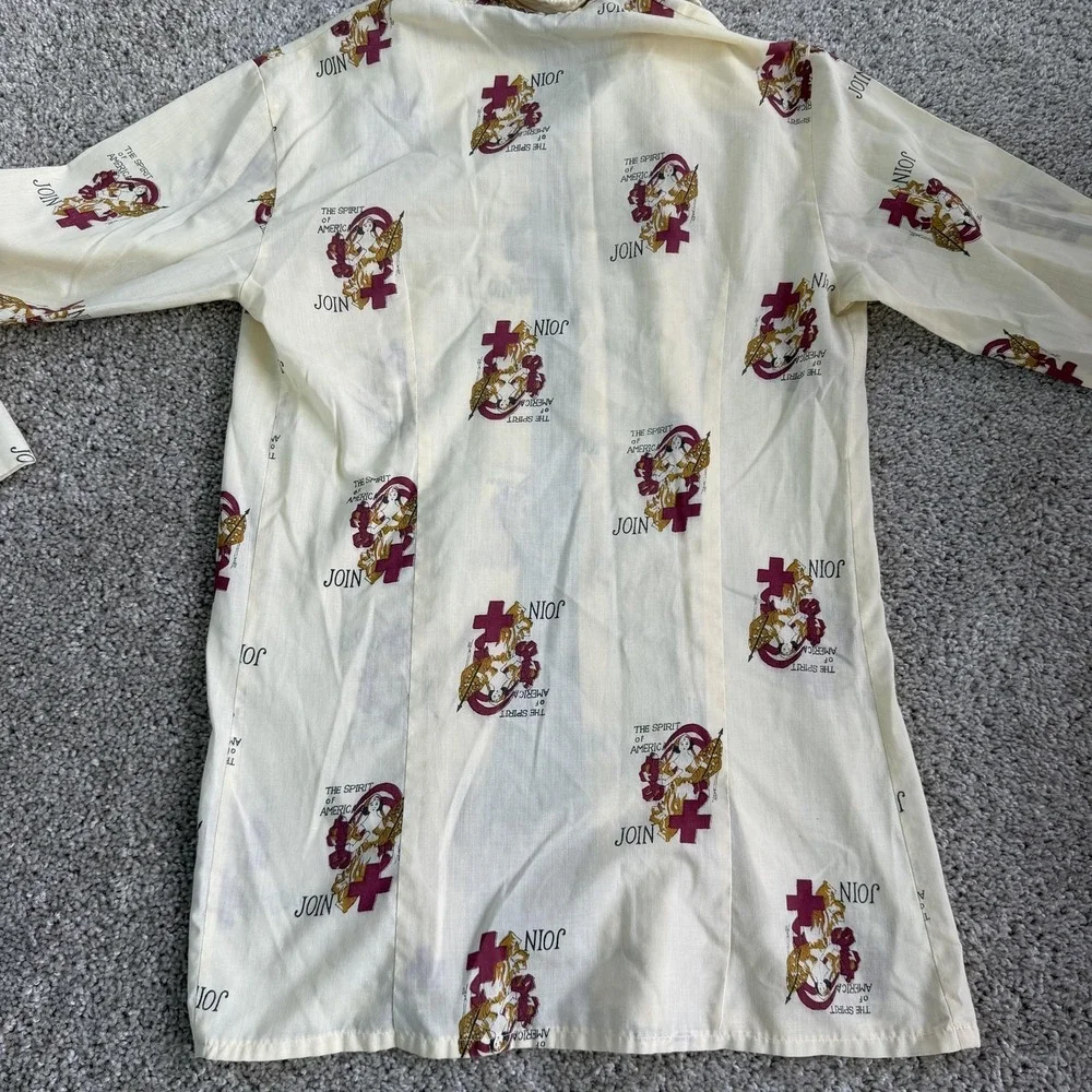 Vintage 70s 80s Belvedere Shirt Mens M White Patriotic Long Sleeve Button Up
